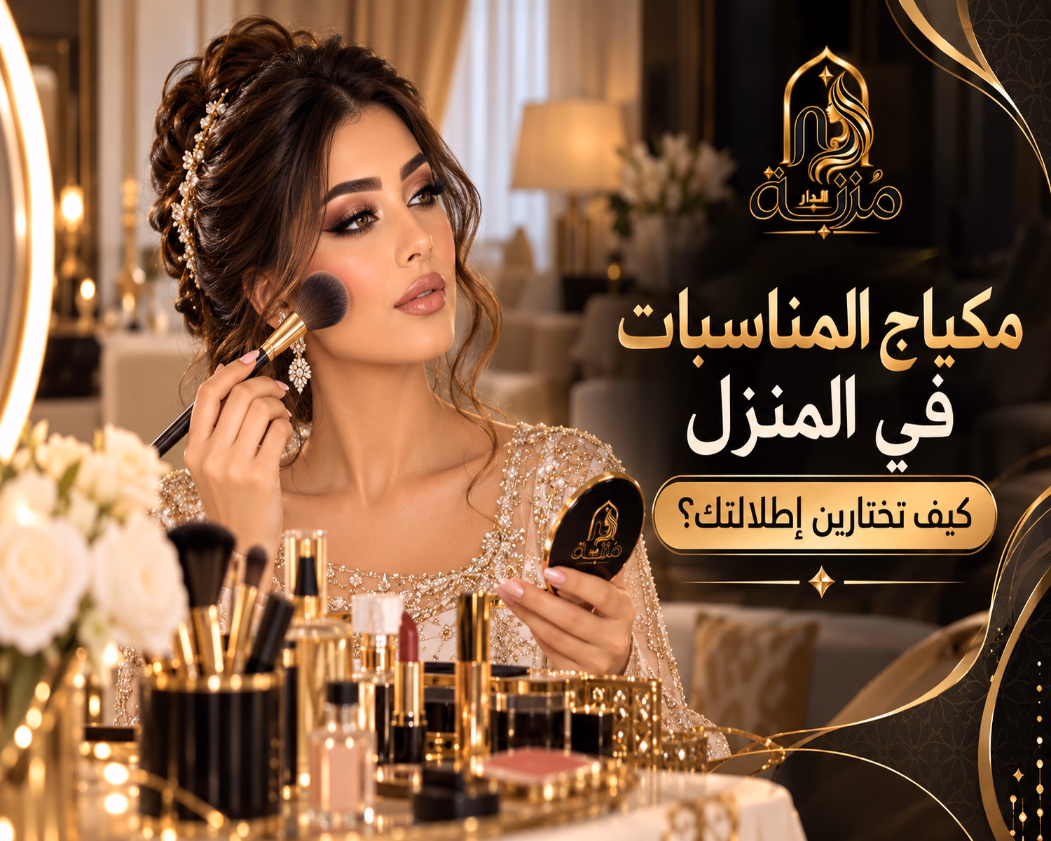 خبيرة مكياج منزلية تجهز سيدة لمناسبة في الإمارات